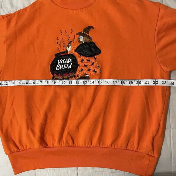 Vintage Halloween Sweatshirt Women XL Embroidered Witch's Brew Basic Editions - Picture 4 of 7